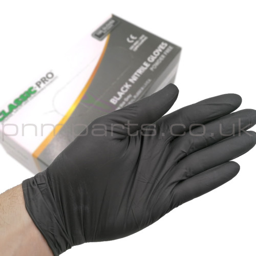 BLACK DISPOSABLE NITRILE GLOVES (LARGE)